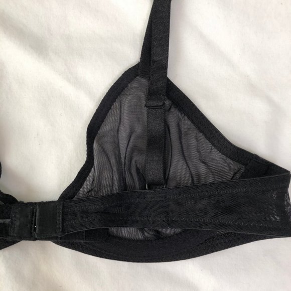 New Free People Black Sheer Mesh Triangle Underwire Bra, Size 32B - Picture 12 of 16